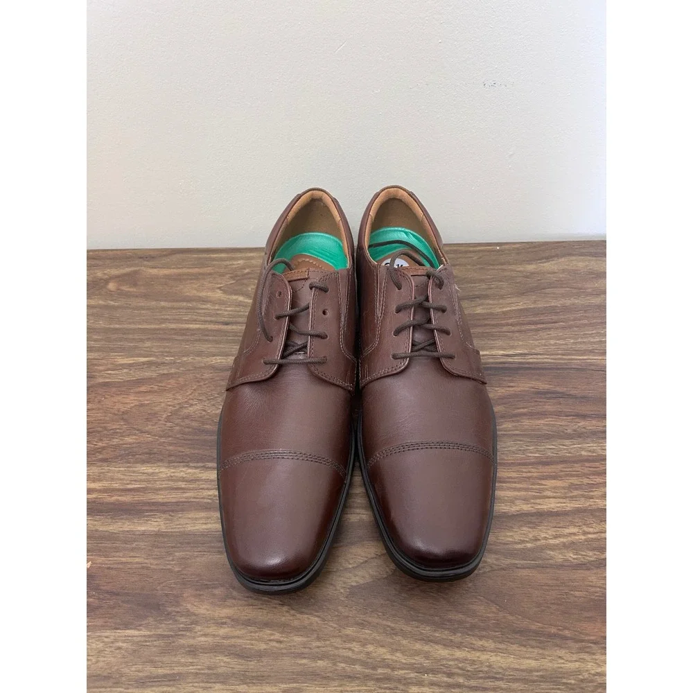 Clarks Collection Whiddon Cap‎ Mens Dark Brown Leather Oxford Shoes 9.5 M